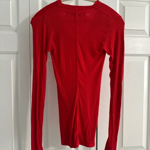 Enza Costs Red Knit Ribbed V Neck Long Sleeve Top - XS - Picture 3 of 3